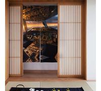 WHJSSF Airplane cockpit Printed Door curtain partition splicing privacy protection suitable for kitchen, bathroom, room 34x56in