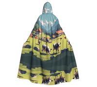 WHJSSF Alpine Farm Cows Picture Halloween Adult Hooded Cloak is a super large, comfortable, and durable cloak