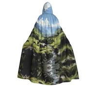 WHJSSF Alpine Farm Cows Printing Halloween Adult Hooded Cape Cloak - Super Large Hooded Cloak No Zipper