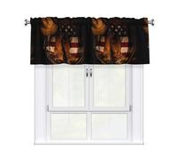 WHJSSF American Flag with Cowboy Boots Prints Curtain Valance 54x18in - Peach Skin Kitchen Window Cover, Filtered Light & Easy Rod Pocket Layer