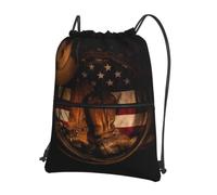 WHJSSF American Flag with Cowboy Boots Prints Drawstring Zipper Backpack - Lightweight Foldable Gym Bag for Travel, Yoga, Hiking & Everyday Essentials