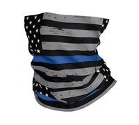 WHJSSF American Thin Blue Line Flag Prints Multifunctional Sport Headband - Seamless Stretch Neck Gaiter for Running, Hiking, Cycling & Travel - Lightweight, Breathable & Quick-Drying