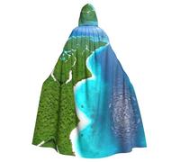 WHJSSF An island in the ocean Printing Halloween Adult Hooded Cape Cloak - Super Large Hooded Cloak No Zipper