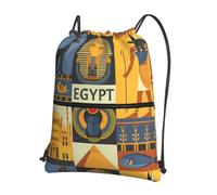 WHJSSF Ancient Egypt Tribe Series Prints Drawstring Zipper Backpack - Lightweight Foldable Gym Bag for Travel, Yoga, Hiking & Everyday Essentials