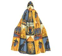 WHJSSF Ancient Egypt Tribe Series Prints Hooded Cloak - Long Layer for Halloween & Cosplay Fun