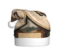 WHJSSF Ancient Map World Globe Picture Christmas Hat for Adult Making It a Fun and Durable Gift for Men and Women