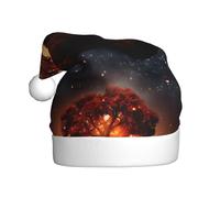 WHJSSF Ancient Tree In The Night Sky Pattern Christmas Hat for Adult quality accessory soft, lightweight, and fluffy
