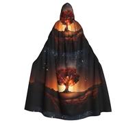 WHJSSF Ancient Tree In The Night Sky Prints Halloween Adult Hooded Cape Cloak with Bow Tie for Costume Parties, Cosplay