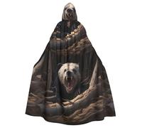 WHJSSF Angry Panda Printing Halloween Adult Hooded Cape Cloak - Super Large Hooded Cloak No Zipper
