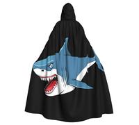 WHJSSF Angry Shark Printing Halloween Adult Hooded Cape Cloak - Super Large Hooded Cloak No Zipper
