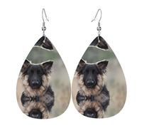 WHJSSF Animal german shepherd Prints Dangle Water Drop Earrings - Chic Faux Leather Drops for Festive & Everyday Style