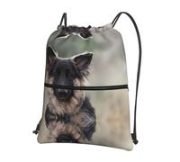 WHJSSF Animal german shepherd Prints Drawstring Zipper Backpack - Lightweight Foldable Gym Bag for Travel, Yoga, Hiking & Everyday Essentials