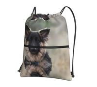 WHJSSF Animal german shepherd Prints Drawstring Zipper Backpack - Lightweight Foldable Gym Bag, Travel Duffel with Front Pocket & Interior Organizer