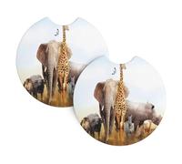 WHJSSF Animal Safari Prints Car Cup Coasters 2-Pack - Durable Neoprene Throw for a Spotless Ride - Protects Against Spills & Fits Most Vehicles