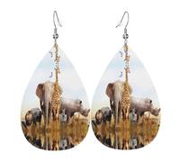 WHJSSF Animal Safari Prints Dangle Water Drop Earrings - Chic Faux Leather Drops for Festive & Everyday Style