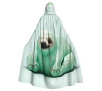 WHJSSF animal sloth mint green Printing Halloween Adult Hooded Cloak for various party and carnival settings