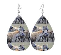WHJSSF Animals spot dog Prints Teardrop Leather Earrings - Lightweight Dangle Earrings for Women, Vivid Color Faux Leather Drops with Silver Plated Hooks, Stylish Accessories for Parties & Gifts