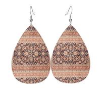WHJSSF Antique Orientalist Art Prints Dangle Water Drop Earrings - Chic Faux Leather Drops for Festive & Everyday Style