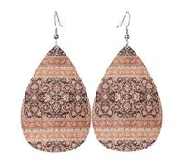 WHJSSF Antique Orientalist Art Prints Teardrop Leather Earrings - Stylish Dangle Drops for Women, Lightweight Jewelry with Silver-Plated Hooks, Vibrant Colors for Parties & Gifts
