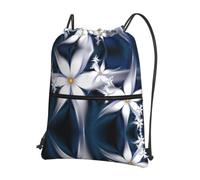 WHJSSF Artistic Daisy Floral Prints Drawstring Zipper Backpack - Lightweight Foldable Gym Bag for Travel, Yoga, Hiking & Everyday Essentials