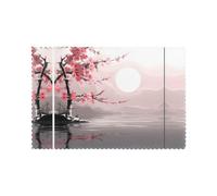 WHJSSF Bamboo and Cherry blossoms Tree Zen Pattern Placemats for Dining Table Set of 6 Thick and Sturdy Design for Excellent Wear Resistance, Good Wrinkle Resistance