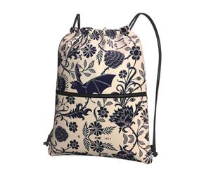 WHJSSF Bat Print Prints Drawstring Zipper Backpack - Lightweight Foldable Gym Bag for Travel, Yoga, Hiking & Everyday Essentials