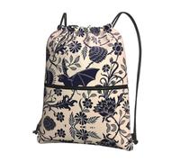 WHJSSF Bat Print Prints Drawstring Zipper Backpack - Lightweight Foldable Gym Bag, Travel Duffel with Front Pocket & Interior Organizer