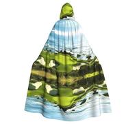 WHJSSF Beach Golf Course Prints Hooded Cloak - Long Costume Throw, Soft Halloween Layer & Drawstring Tie