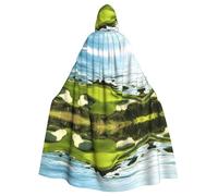 WHJSSF Beach Golf Course Prints Hooded Cloak - Long Halloween Throw, Cozy Costume Layer with Drawstring