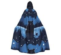 WHJSSF Bear Bathing Under The Stars Printing Halloween Adult Hooded Cloak for various party and carnival settings