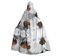 WHJSSF Bears fishing in river Prints Hooded Cloak - Long Dramatic Throw for Costume Play