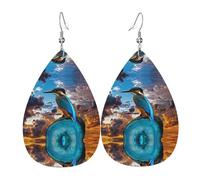 WHJSSF Beautiful Bird Prints Teardrop Leather Earrings - Stylish Dangle Drops for Women, Lightweight Jewelry with Silver-Plated Hooks, Vibrant Colors for Parties & Gifts
