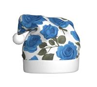 WHJSSF Beautiful blue roses Printing Christmas Hat for Adult quality festive accessory crafted soft, lightweight
