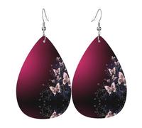 WHJSSF beautiful butterflies Prints Teardrop Leather Earrings - Stylish Dangle Drops for Women, Lightweight Jewelry with Silver-Plated Hooks, Vibrant Colors for Parties & Gifts