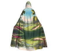 WHJSSF Beautiful Golf Course Printing Halloween Adult Hooded Cloak for various party and carnival settings
