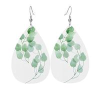 WHJSSF Beautiful Leaves Prints Teardrop Leather Earrings - Stylish Dangle Drops for Women, Lightweight Jewelry with Silver-Plated Hooks, Vibrant Colors for Parties & Gifts