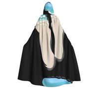 WHJSSF Big footprints on the beach Pattern Halloween Adult Hooded Cape Cloak with Bow Tie for Costume Parties, Cosplay