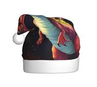 WHJSSF big-mouthed dinosaur Picture Christmas Hat for Adult Soft and Fluffy Brim, Lightweight Comfort