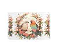 WHJSSF Birds in a garland Pattern Placemats for Dining Table Set of 6 Thick and Sturdy Design for Excellent Wear Resistance, Good Wrinkle Resistance