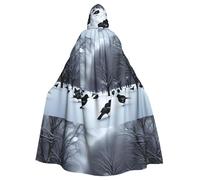 WHJSSF Birds in the park on a snowy day Prints Halloween Adult Hooded Cloak is a super large, comfortable, and durable cloak