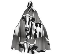 WHJSSF Black And White Cow Prints Halloween Adult Hooded Cloak is a super large, comfortable, and durable cloak