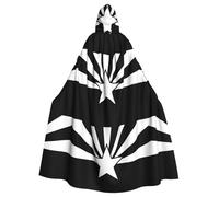 WHJSSF Black Arizona Flag Prints Hooded Cloak - Long Costume Throw, Soft Halloween Layer & Drawstring Tie