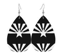 WHJSSF Black Arizona Flag Prints Teardrop Leather Earrings - Lightweight Dangle Earrings for Women, Vivid Color Faux Leather Drops with Silver Plated Hooks, Stylish Accessories for Parties & Gifts