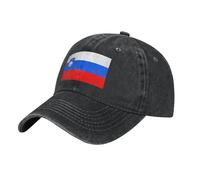 WHJSSF Black Cowboy Baseball Cap Flag of Slovenia Pattern Adjustable Cotton Hat Classic Curved Brim