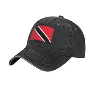 WHJSSF Black Cowboy Baseball Cap Flag of Trinidad and Tobago Pattern Adjustable Cotton Hat Classic Curved Brim