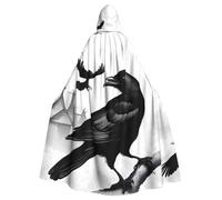 WHJSSF Black Crow Birds Printed Adult Halloween hooded jacket cloak long party cloak suitable for men and women