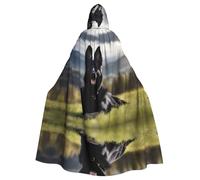 WHJSSF Black german shepherd dog Printing Halloween Adult Hooded Cape Cloak - Super Large Hooded Cloak No Zipper