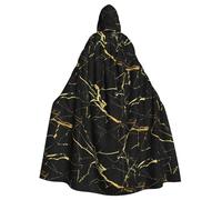 WHJSSF Black Gold Marble Prints Hooded Cloak - Long Costume Throw, Soft Halloween Layer & Drawstring Tie