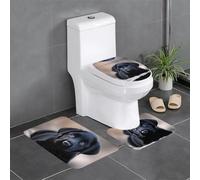 WHJSSF Black Labrador Puppy Printed Bathroom Anti Slip Quick Drying Three Piece Set, Slip Quick Drying Durable Shower Bath mat