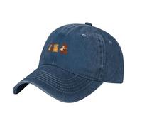 WHJSSF Black Washed Denim Baseball Cap Three Little Bears Eating Honey Pattern Adjustable Cotton Hat for Men & Women, Navy Blue, One Size